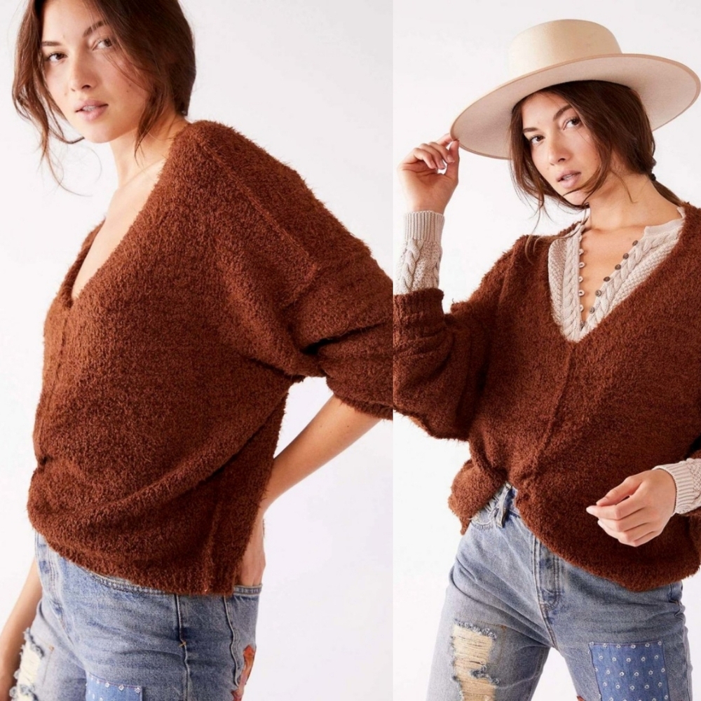 Free People Icing Pullover-Mocha Java Chocolate - image 8